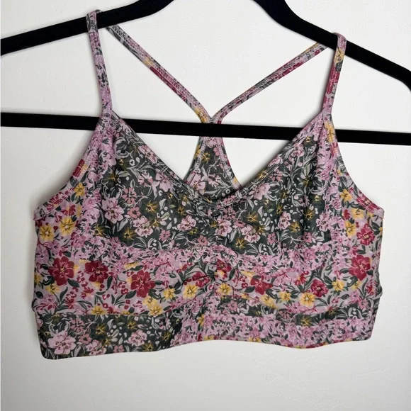 Savvi matching set leggings sport bra green pink floral large small activewear - Picture 5 of 8